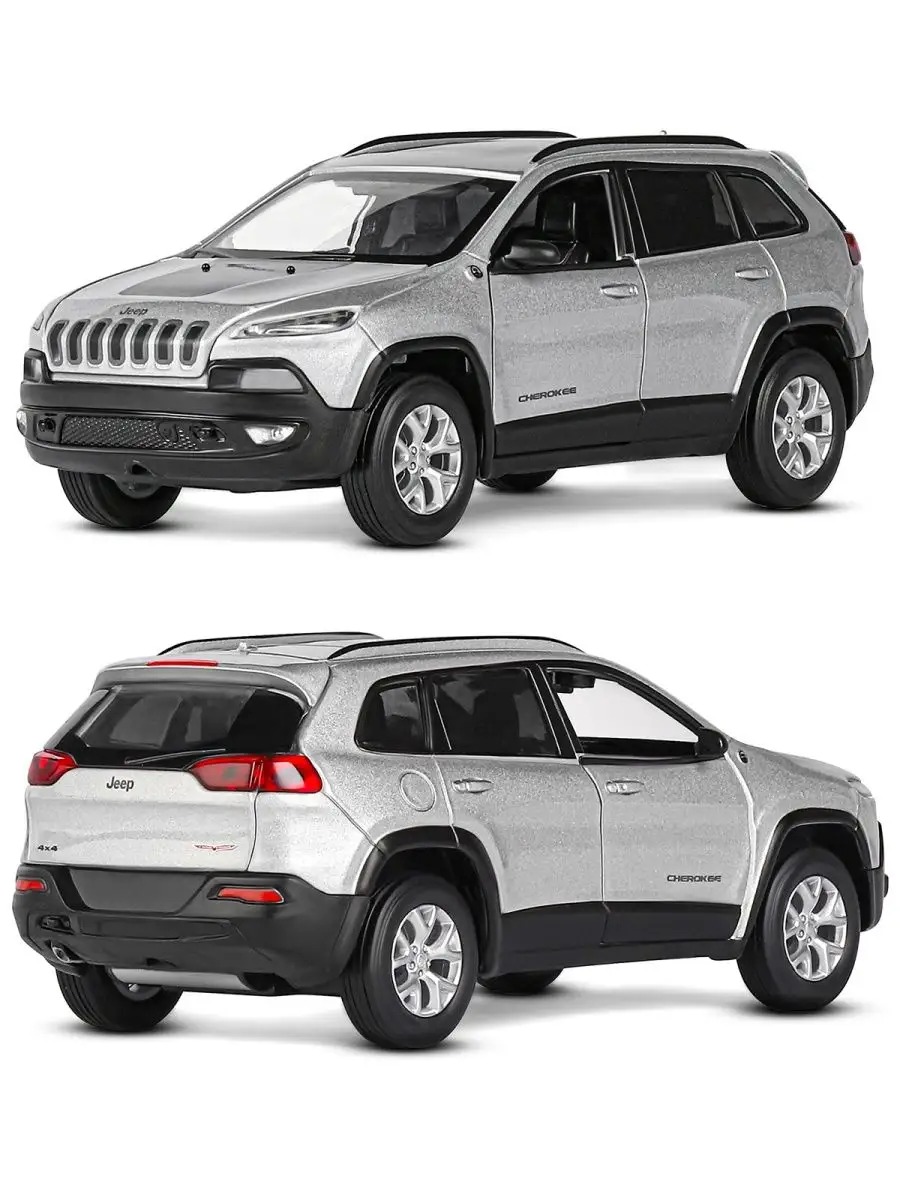 Внедорожник АВТОпанорама Jeep Cherokee 1:32 серебряный JB1251498 - фото 6