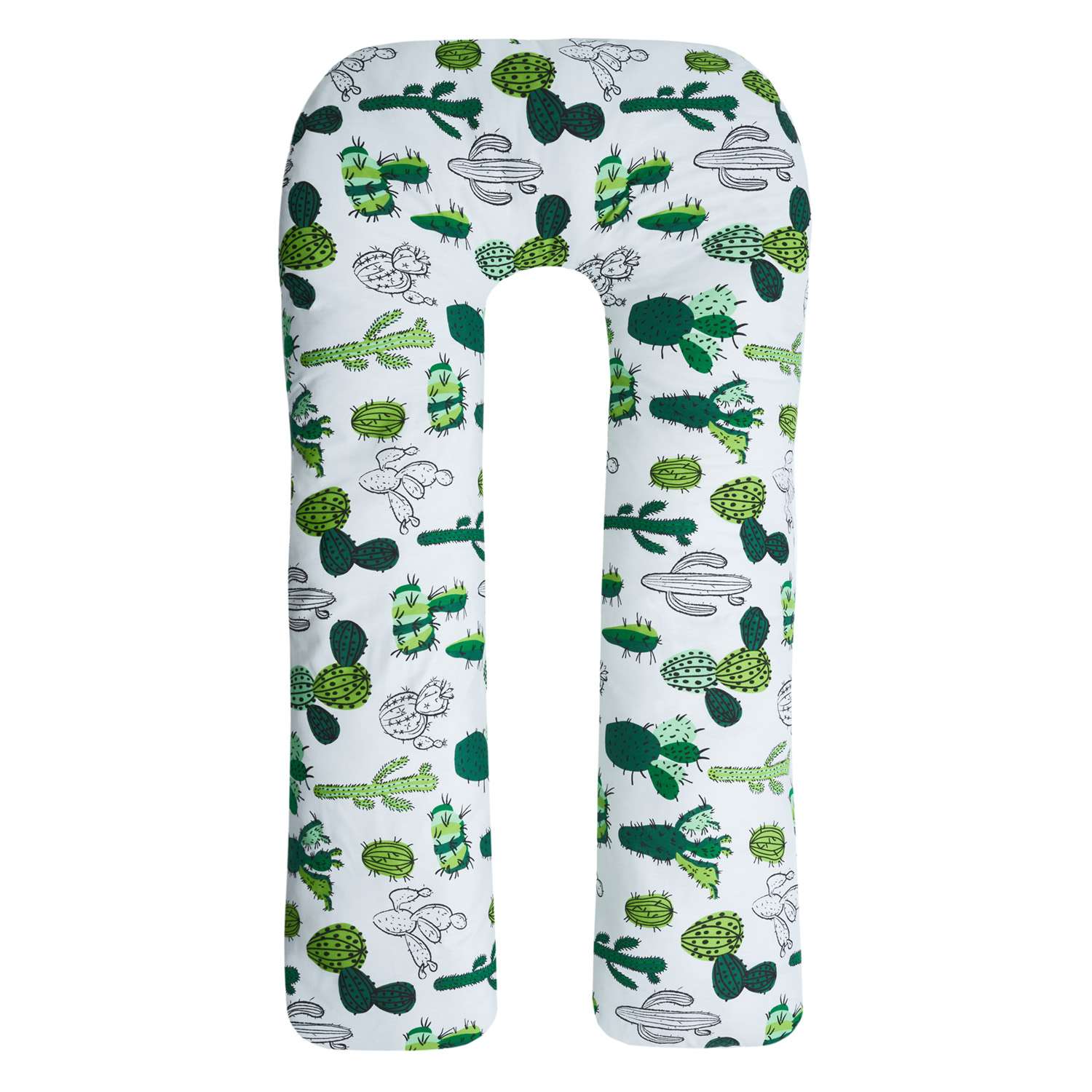 Подушка для беременных AmaroBaby U образная 340х35 Кактусы зелёный - фото 1