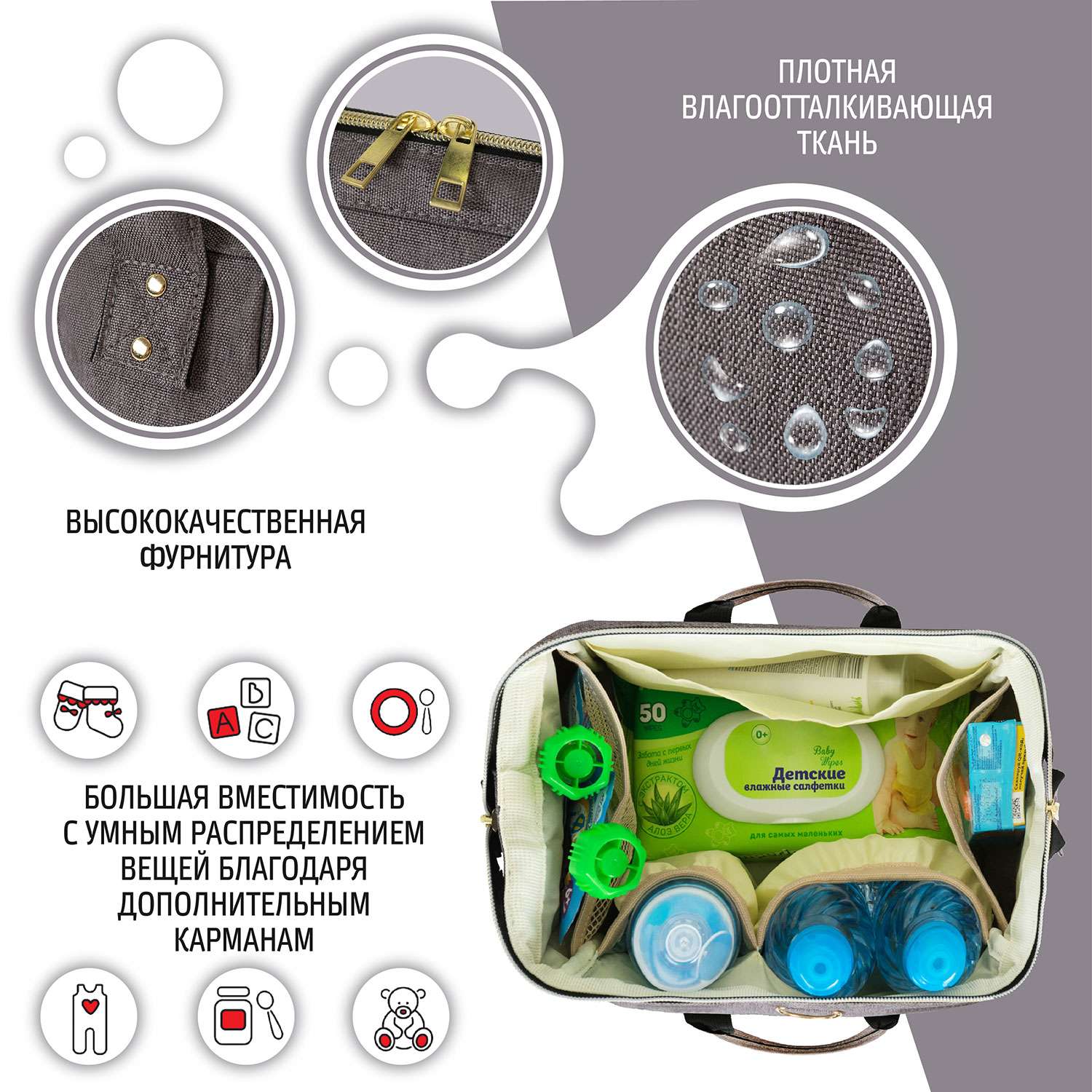 Рюкзак для мамы Nuovita CAPCAP mini Коричневый - фото 4