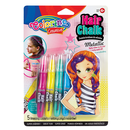 Набор для грима волос COLORINO Creative 5 цветов металлик Hair Chalk