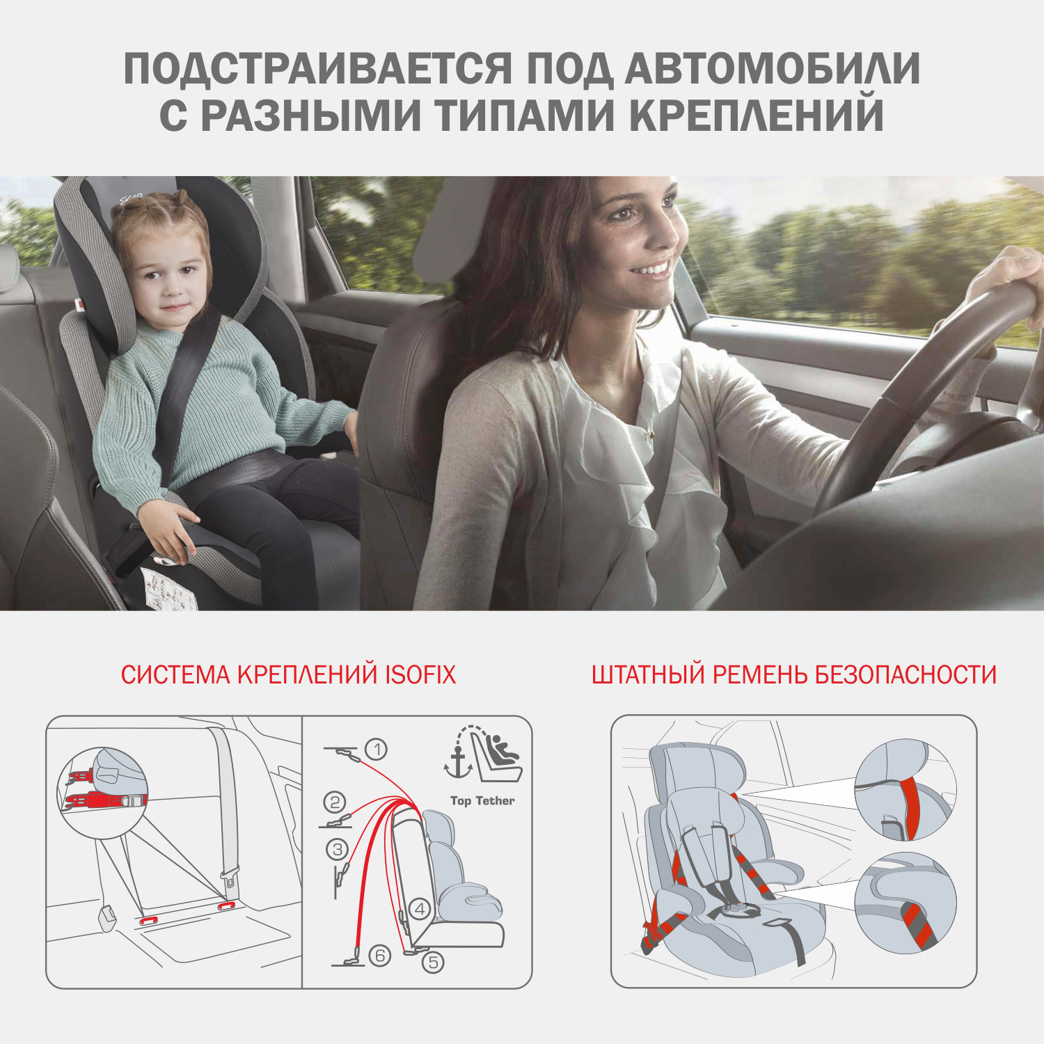 Автомобильное кресло SIGER УУД Siger Стар Isofix Lux гр.I/II/III маренго - фото 7