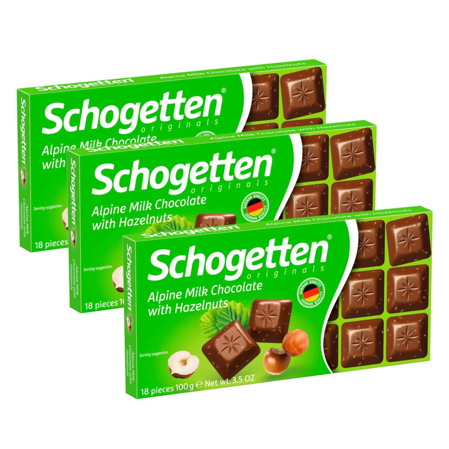 Плиточный шоколад Schogetten молочный Alpine Milk с фундуком 3шт х 100 г - фото 1