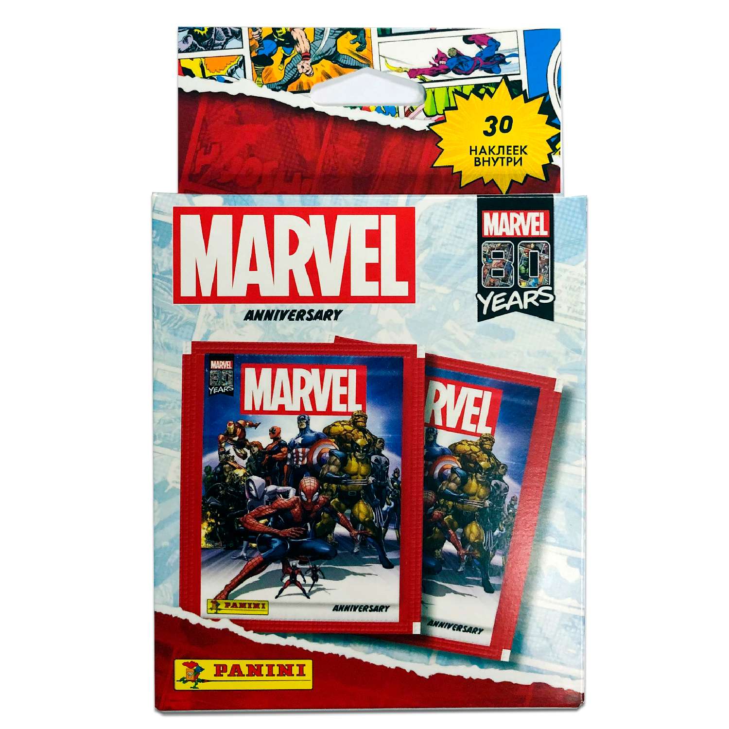 Наклейки коллекционные Panini Marvel-80 блистер с 6 пакетиками - фото 1