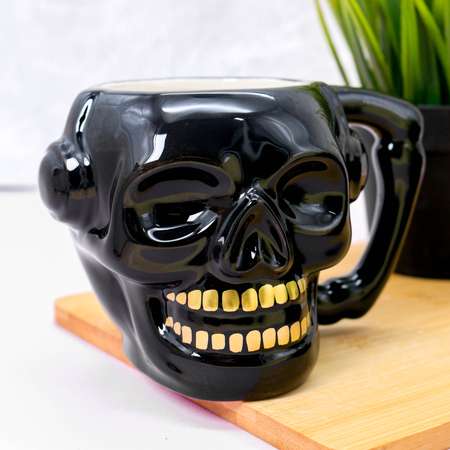 Кружка керамическая iLikeGift Skull black