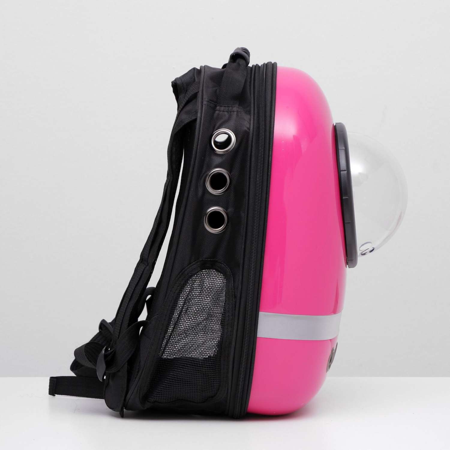 Рюкзак для переноски животных Пижон с окном для обзора и светоотражающей полосой 32х26х44 см розовый - фото 2