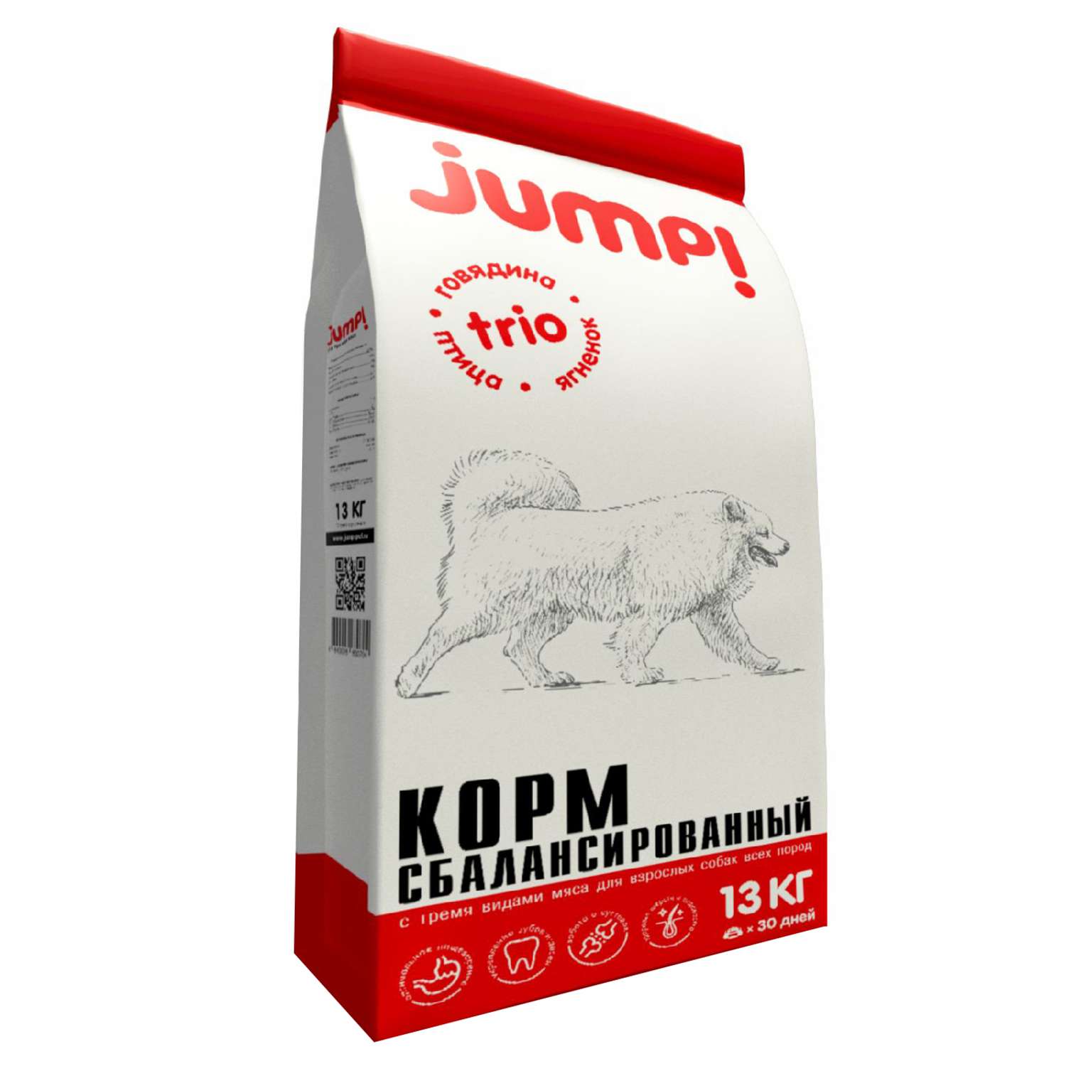 Корм для собак Jump! Trio ягненок-говядина-птица 13кг - фото 1