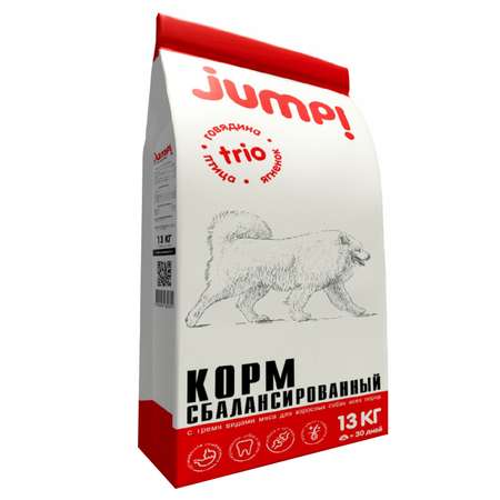 Корм для собак Jump! Trio ягненок-говядина-птица 13кг