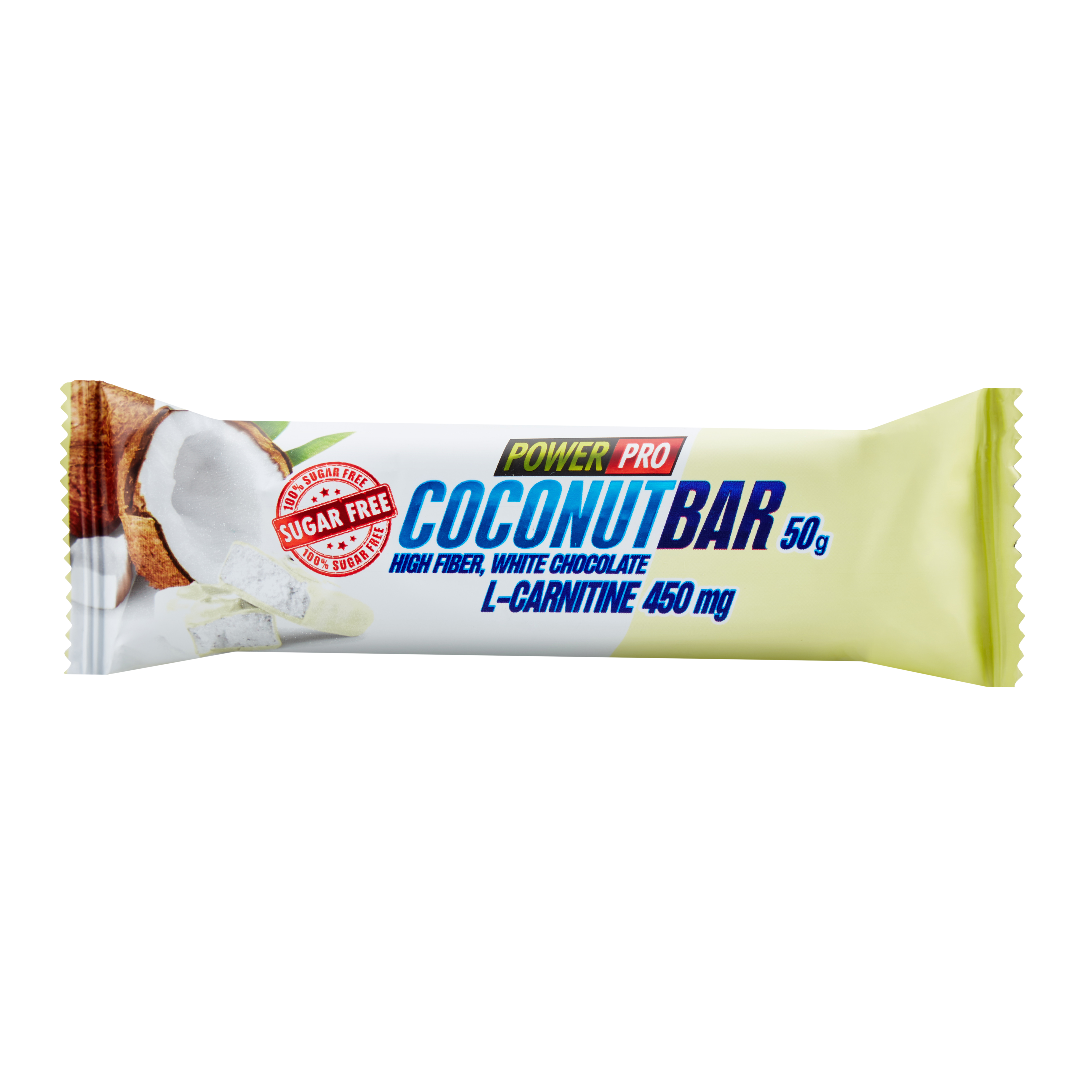 Батончик без сахара POWER PRO Coconut Bar в белом шоколаде 50г (10 шт) - фото 2