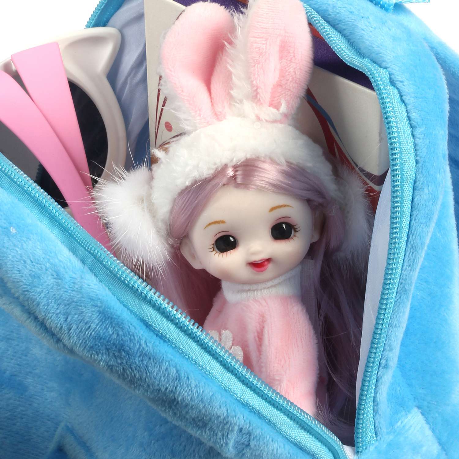 Рюкзак с игрушкой Little Mania голубой Дракоша с розовым - фото 5