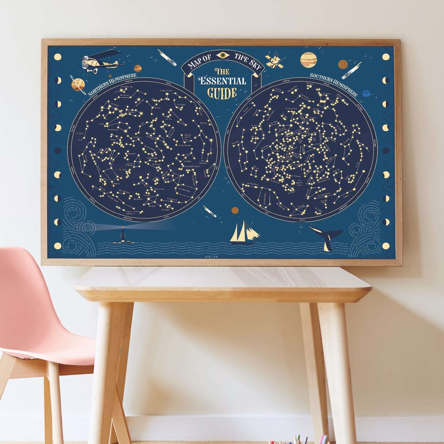 Постер из наклеек Poppik Карта неба с созвездиями/светится в темноте - фото 2