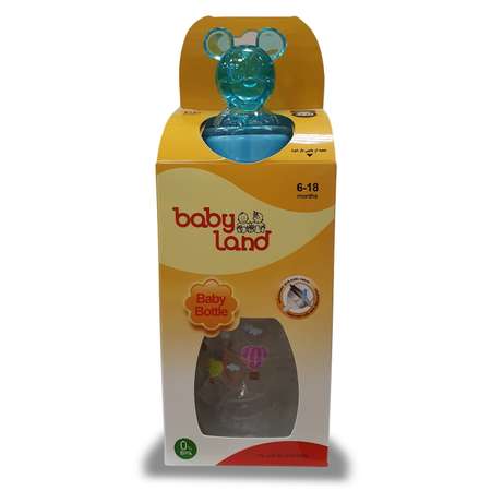 Бутылочка Baby Land с колпачком-игрушкой 240мл с силиконовой анатомической соской Air System голубой
