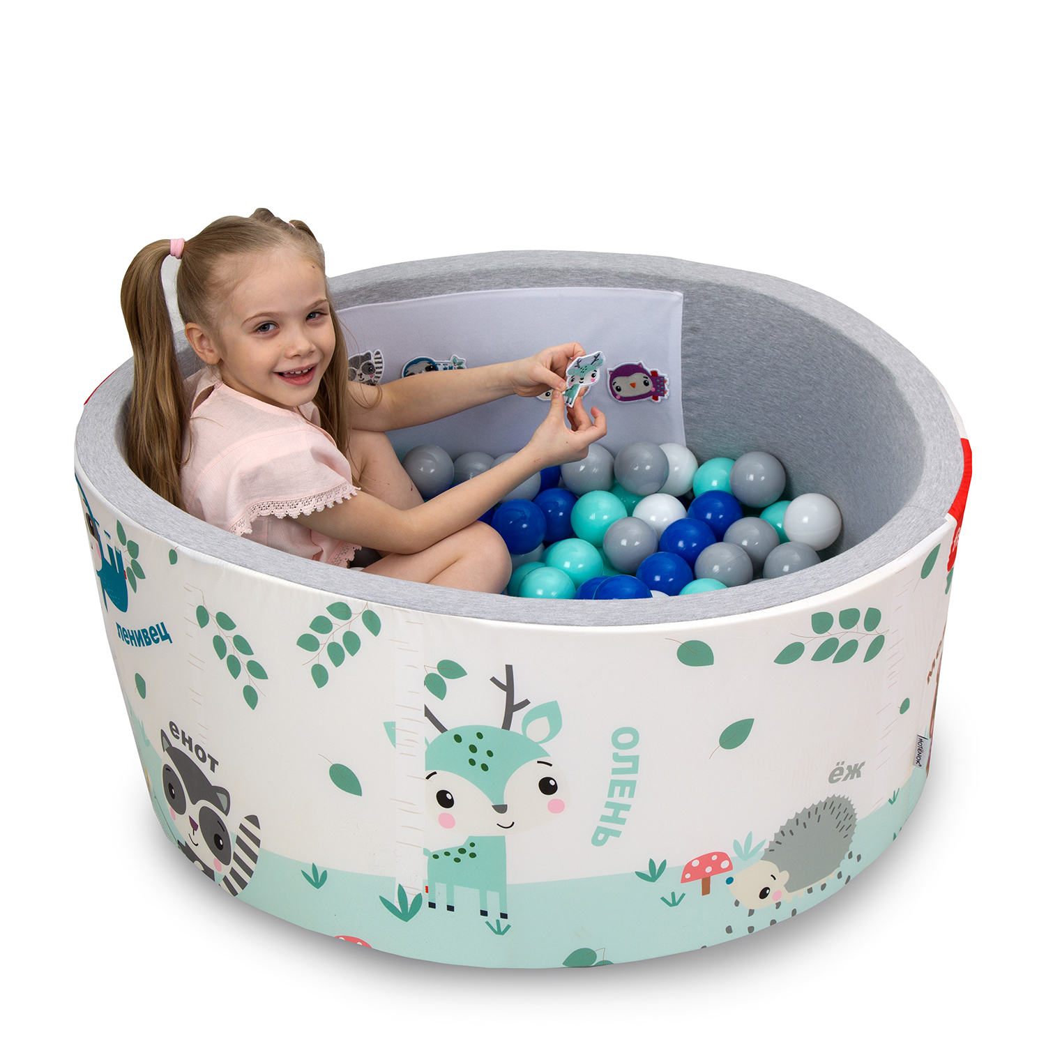 Бассейн Hotenok сухой Fisher Price Изучаем зверей в лесу 40см 200 шаров Sbh150SP_FP - фото 3