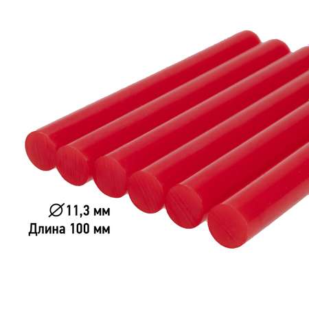 Клеевые стержни REXANT красные диаметр 11 мм длина 100 мм 6 шт