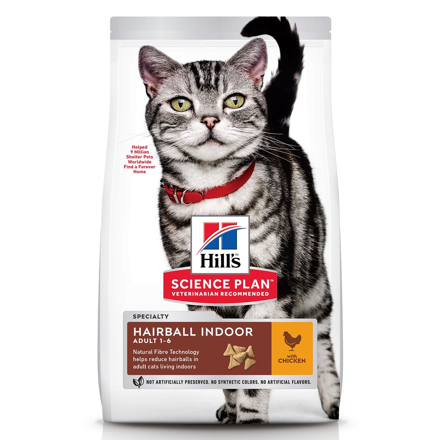 Корм сухой для кошек HILLS 10кг Science Plan Hairball Indoor с курицей для выведения шерсти из желудка - фото 1