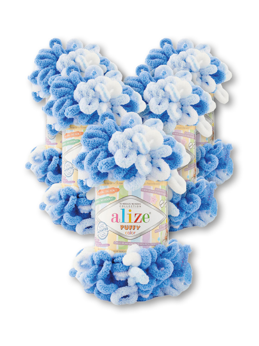 Пряжа для вязания Alize puffy color 100 г 9 м микрополиэстер плюшевая мягкая 6371 секционный 5 мотков - фото 3