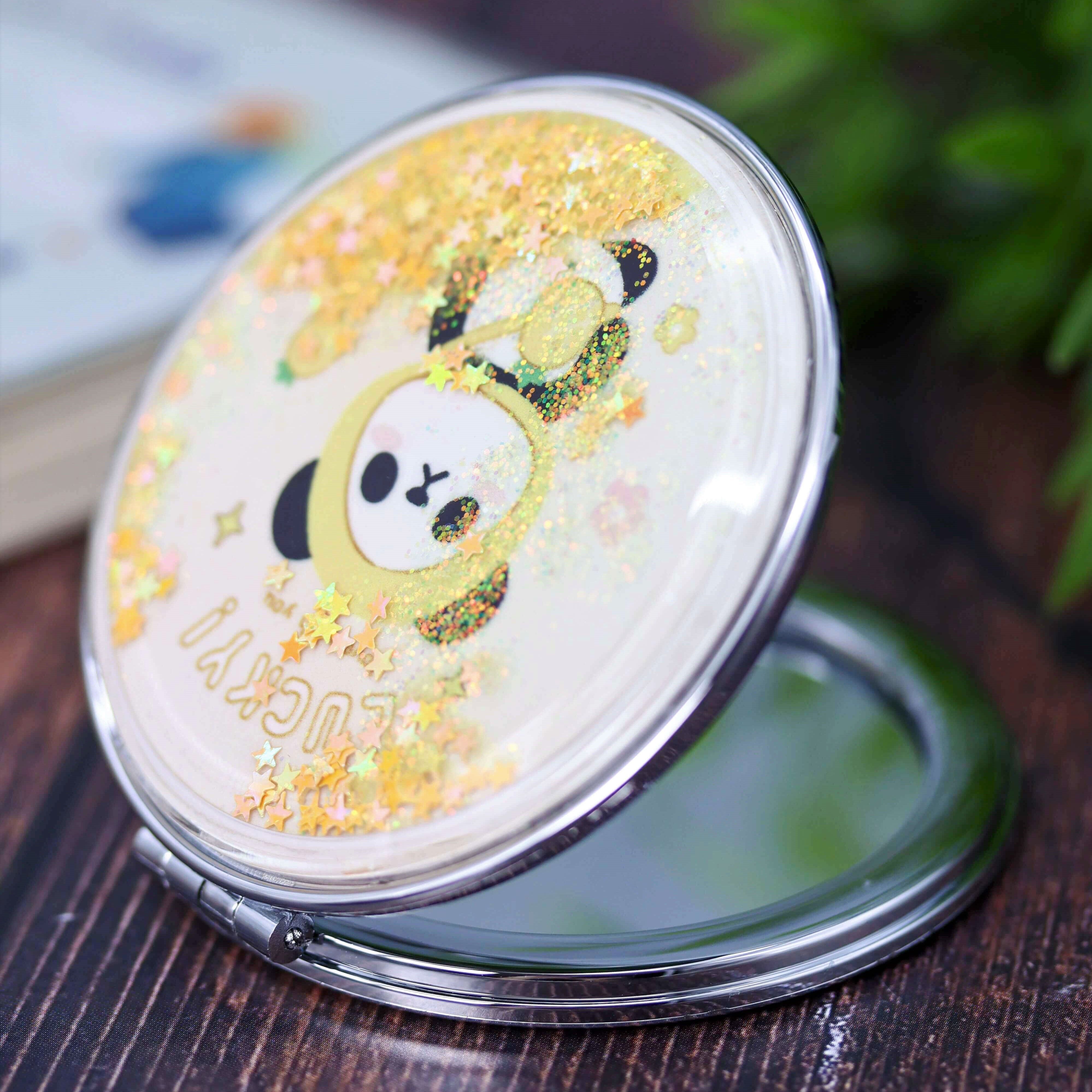 Зеркало карманное iLikeGift Lucky panda pineapple yellow с увеличением - фото 3