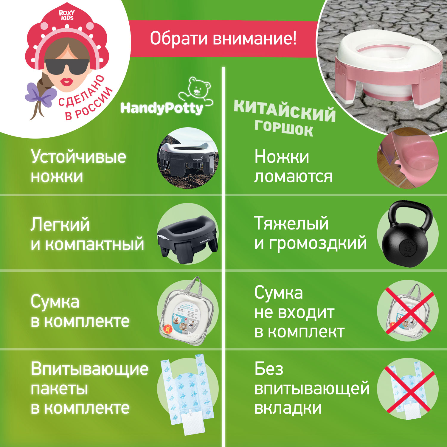 Горшок дорожный ROXY-KIDS складной с многоразовой вкладкой Handy Potty 3 в 1 цвет графит - фото 14