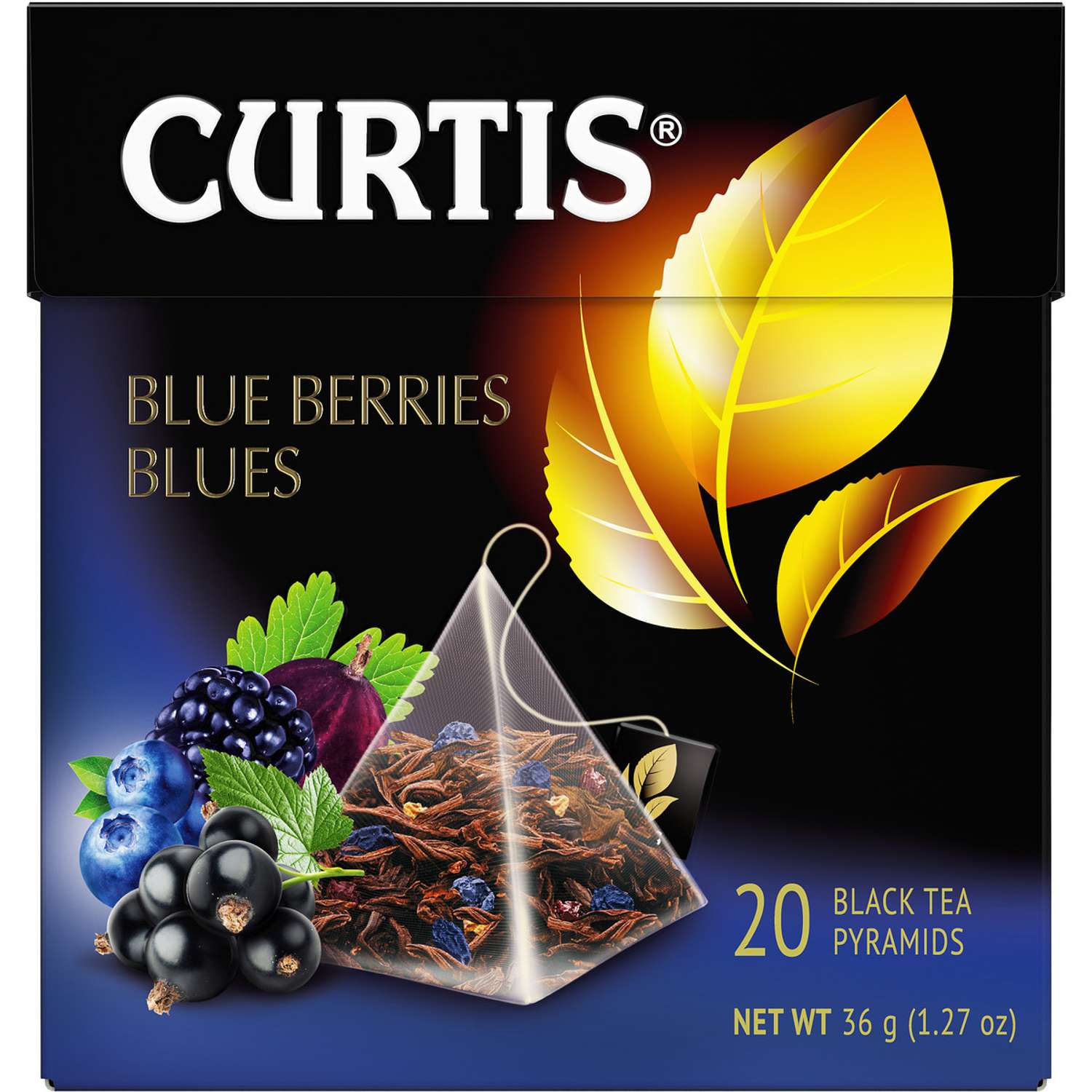 Чай черный Curtis Blue Berries Blues 20 пирамидок с ярким ягодным вкусом - фото 1