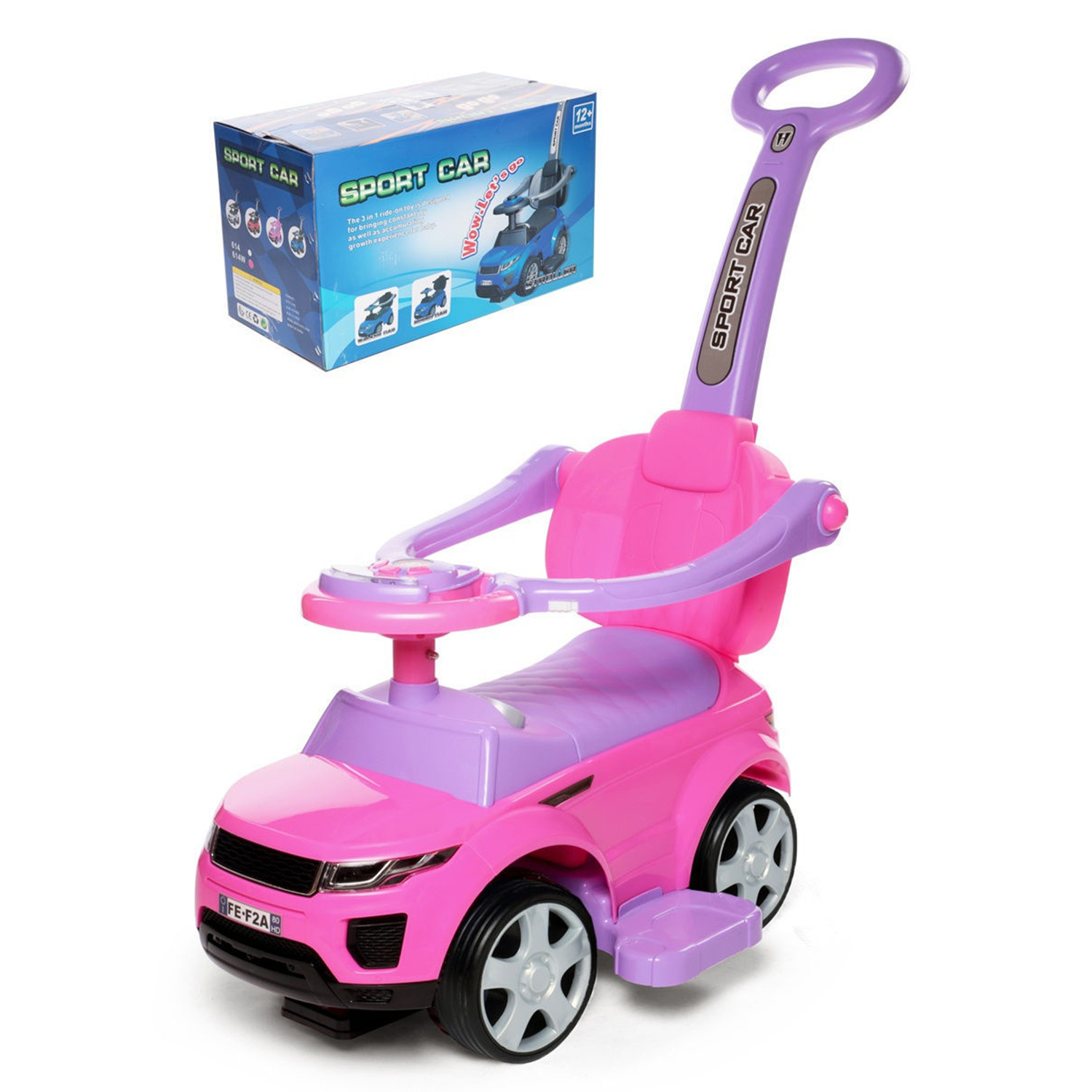 Каталка детская BabyCare Sport car (резиновые колеса) Розовый - фото 1