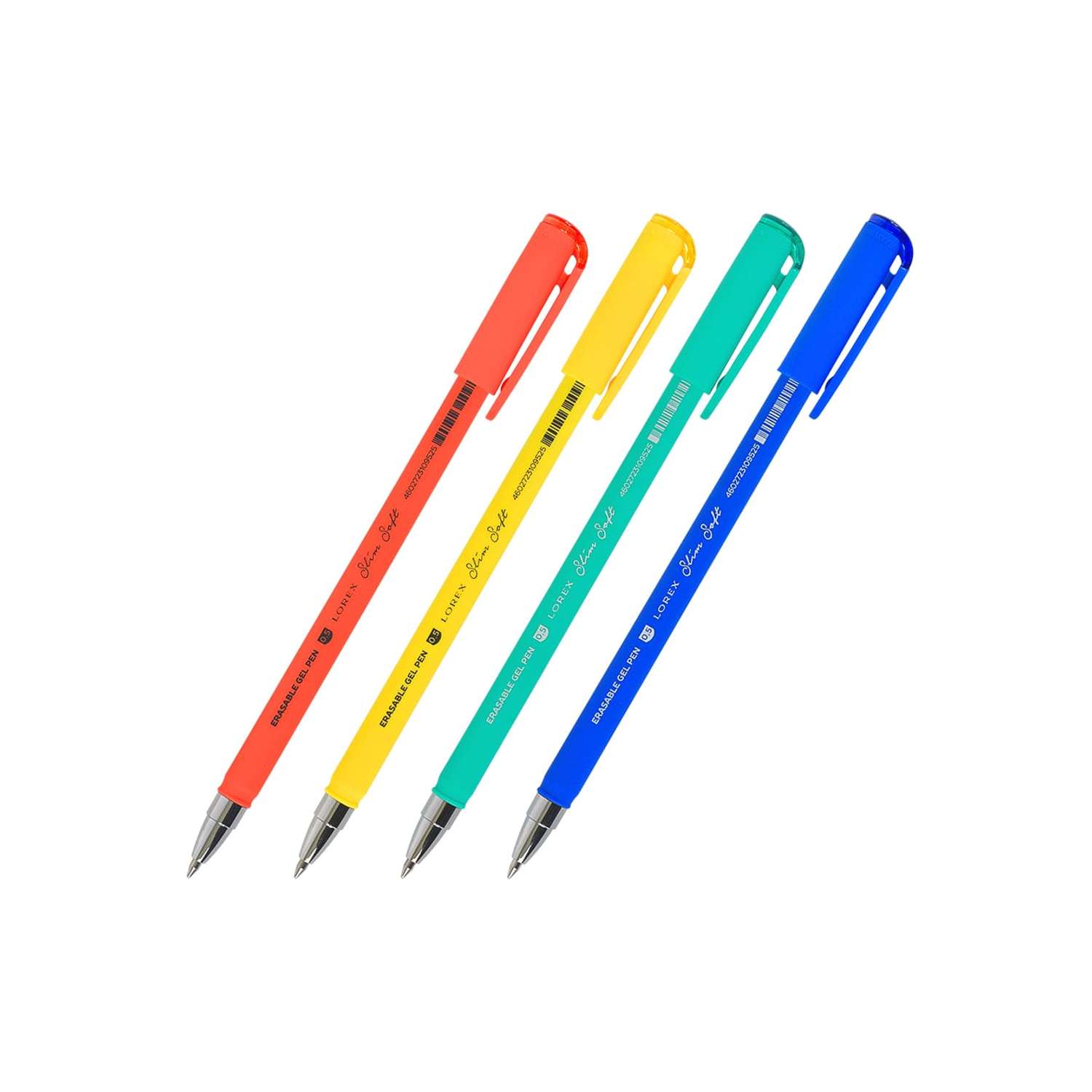 Ручки гелевые в наборе Lorex Stationery серия Slim Soft 0.5 мм 4 шт пиши стирай круглый прорезиненный корпус ассорти - фото 1