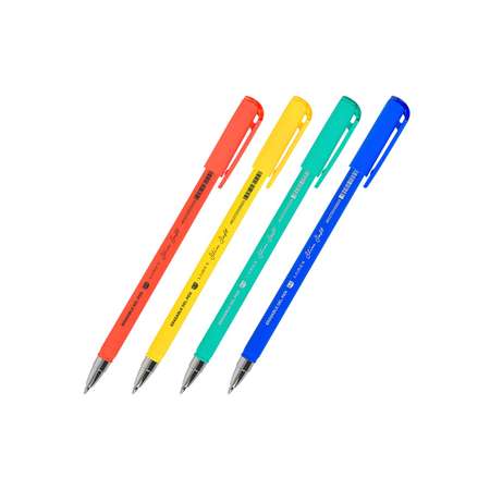 Ручки гелевые в наборе Lorex Stationery серия Slim Soft 0.5 мм 4 шт пиши стирай круглый прорезиненный корпус ассорти