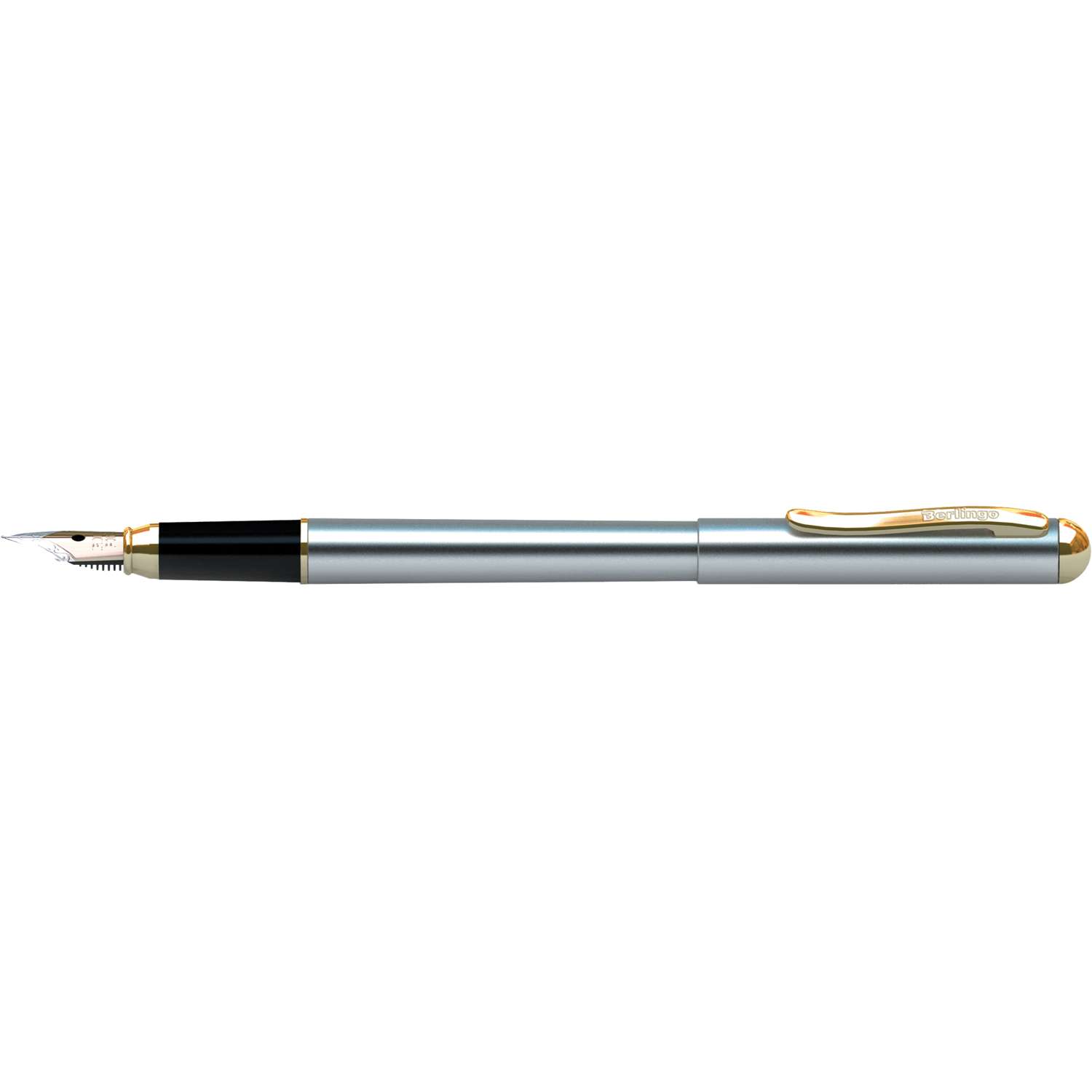 Ручка перьевая Berlingo Velvet Prestige синяя 0.8мм корпус хром/золото - фото 1