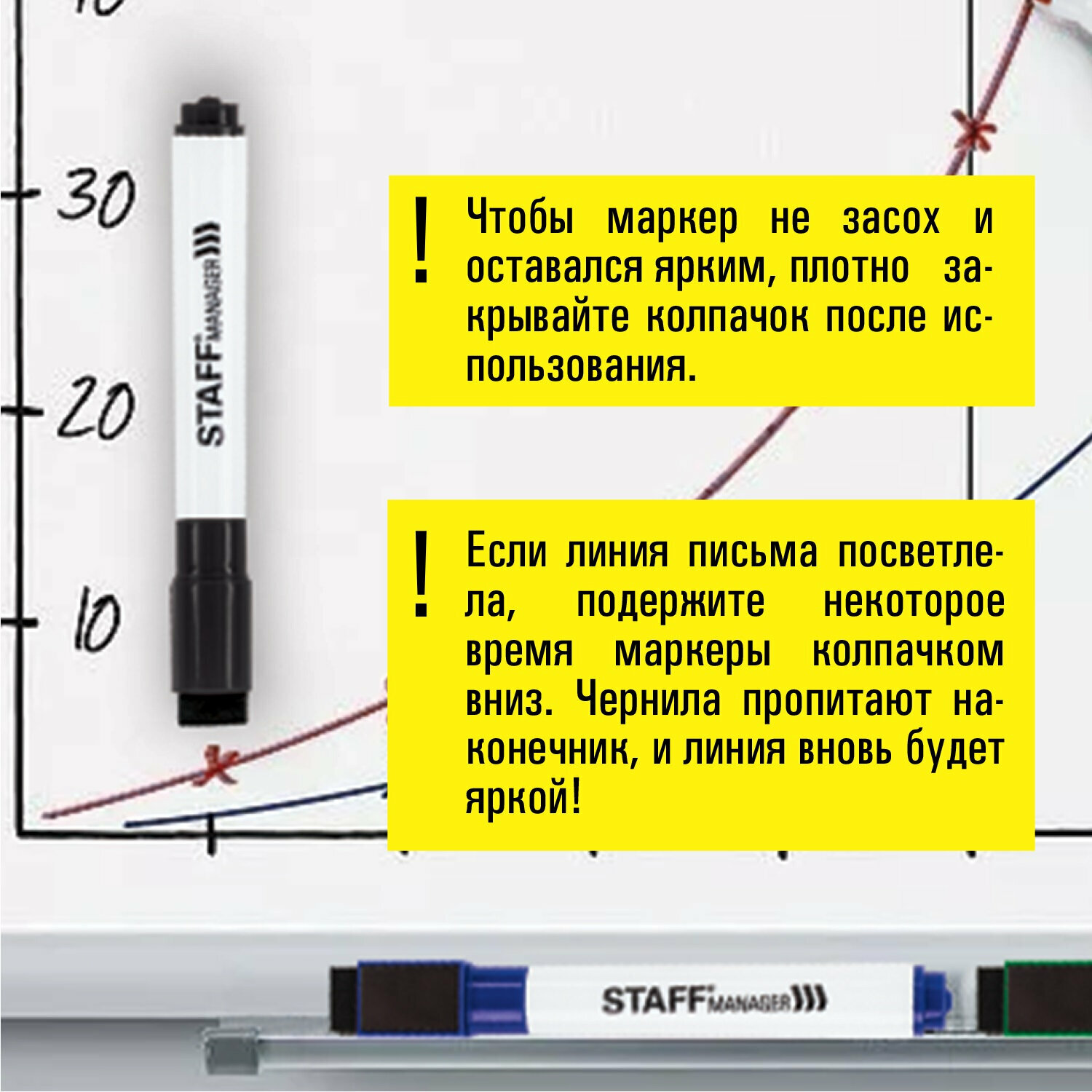 Маркеры Staff на магните со стирателем 4 цвета 3 мм Manager - фото 3