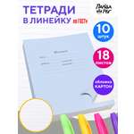 Тетради школьные в линейку ПАНДАРОГ широкую 18 л набор 10 шт картонная обложка голубые