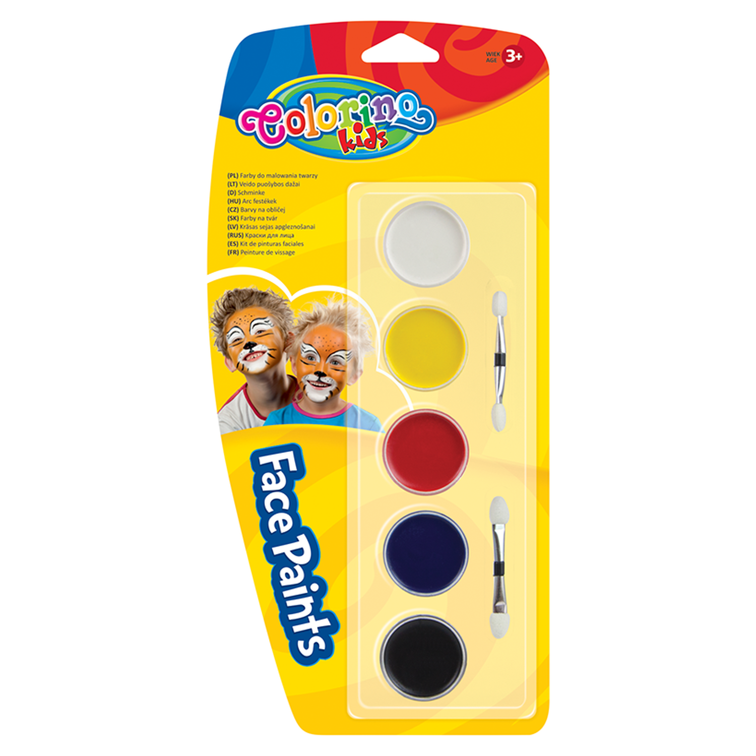 Краски для грима COLORINO Kids В таблетках 5 цветов + 2 апликатора - фото 1