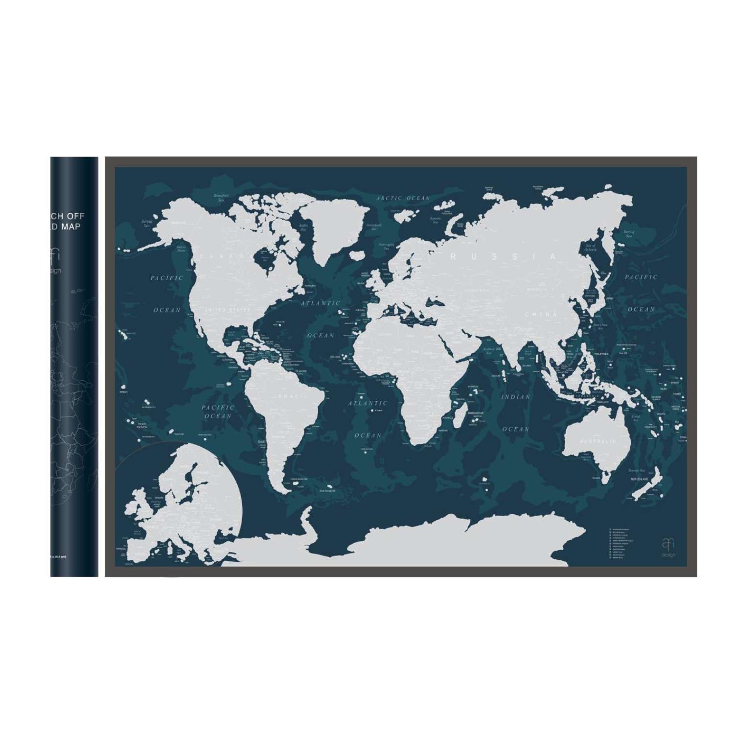 Скретч-карта мира Afi Design Green A1 - 84 х 60 см - фото 1