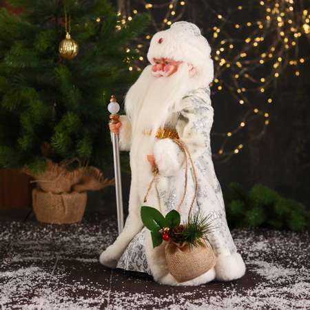 Дед мороз Зимнее волшебство «В белой шубке с посохом и мешком» двигается 13х40 см