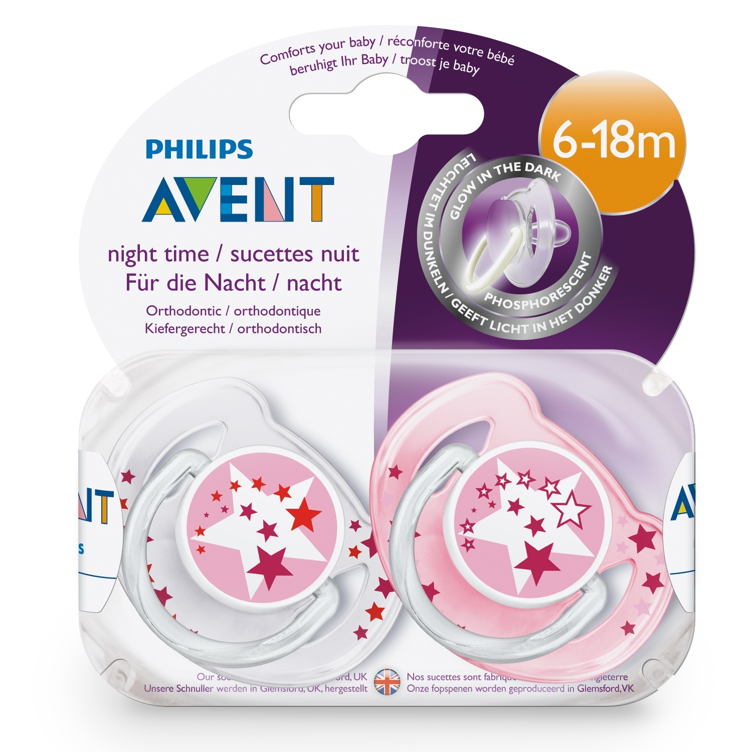 Пустышка Philips Avent Classic ночная 6-18 мес 2 шт SCF176/24 - фото 4