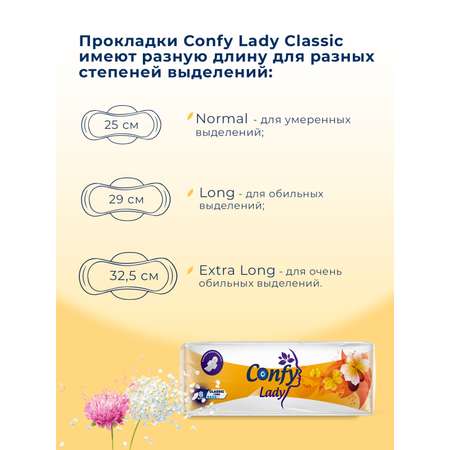 Прокладки гигиенические CONFY женские Confy Lady CLASSIC LONG 16 шт