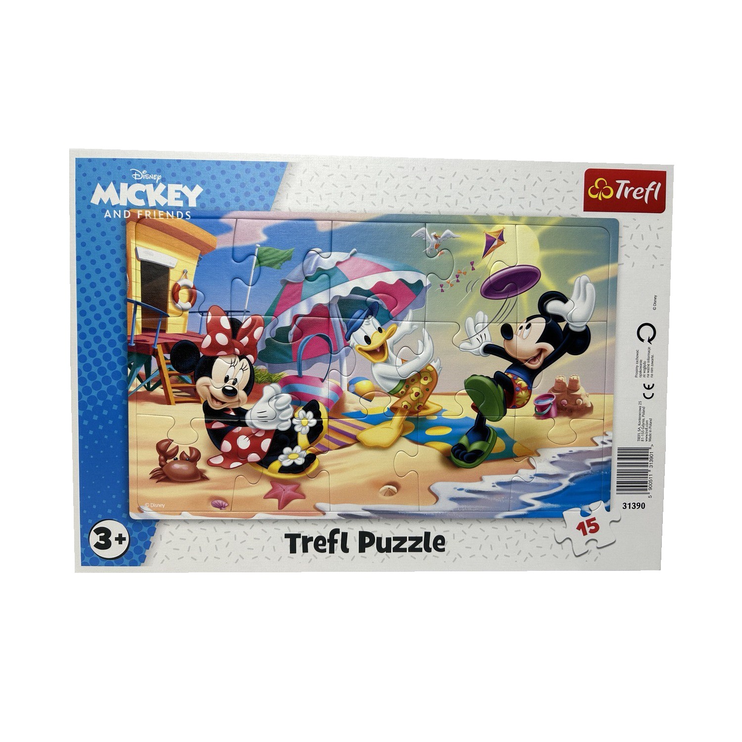 Пазл-рамка TREFL Disney Mickey Игра на пляже 15 деталей