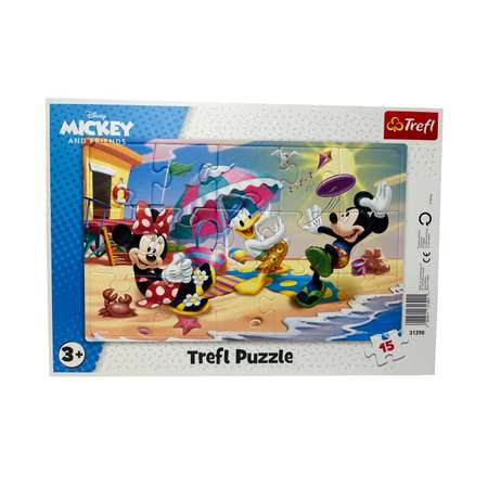 Пазл-рамка Trefl Disney Mickey Игра на пляже 15 деталей