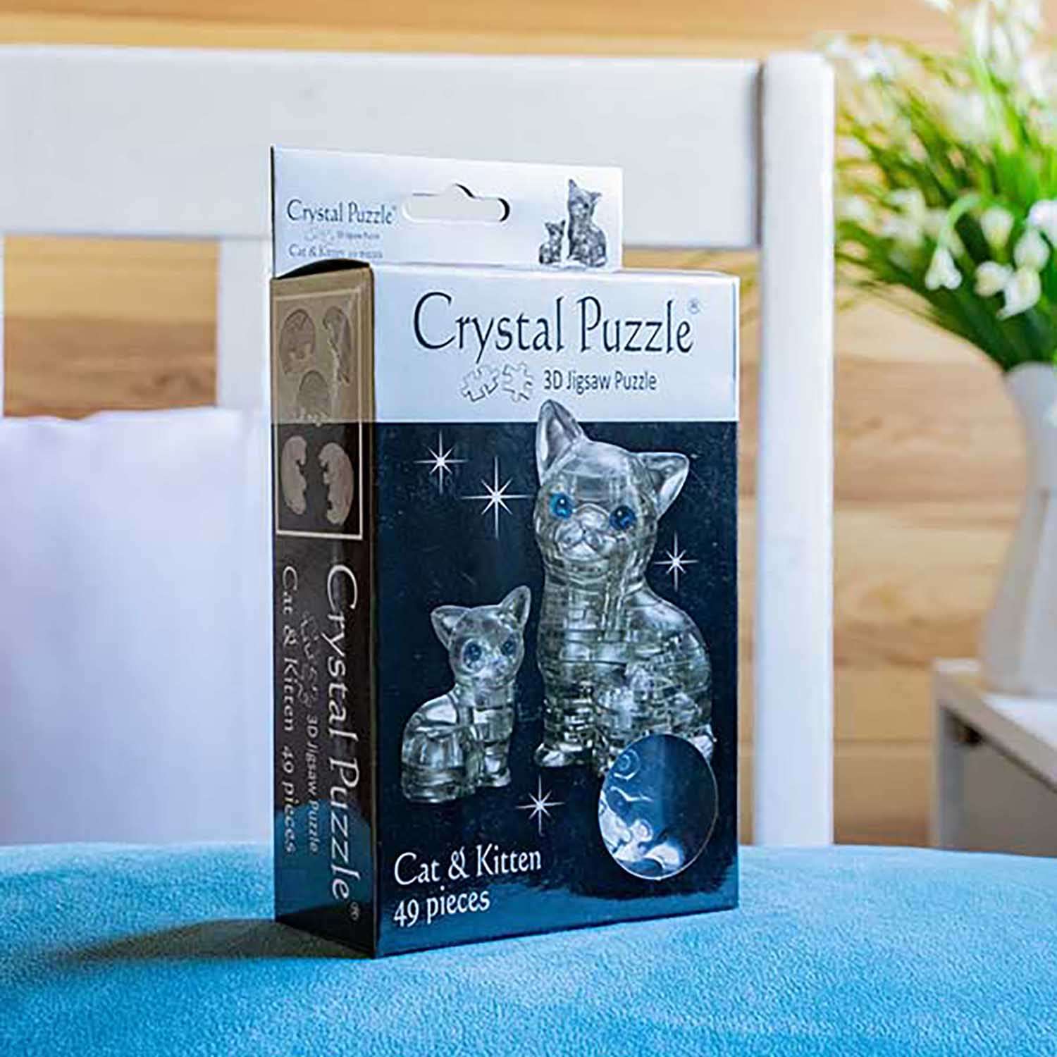 3D-пазл Crystal Puzzle IQ игра для детей кристальная черная Кошка с котенком 49 деталей - фото 2