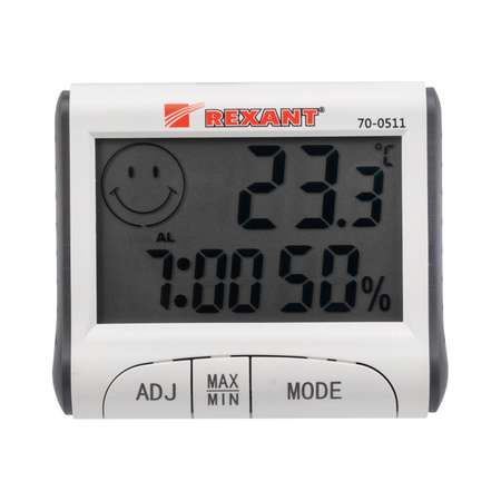 Цифровая метеостанция REXANT комнатная с часами и будильником для измерения температуры и влажности