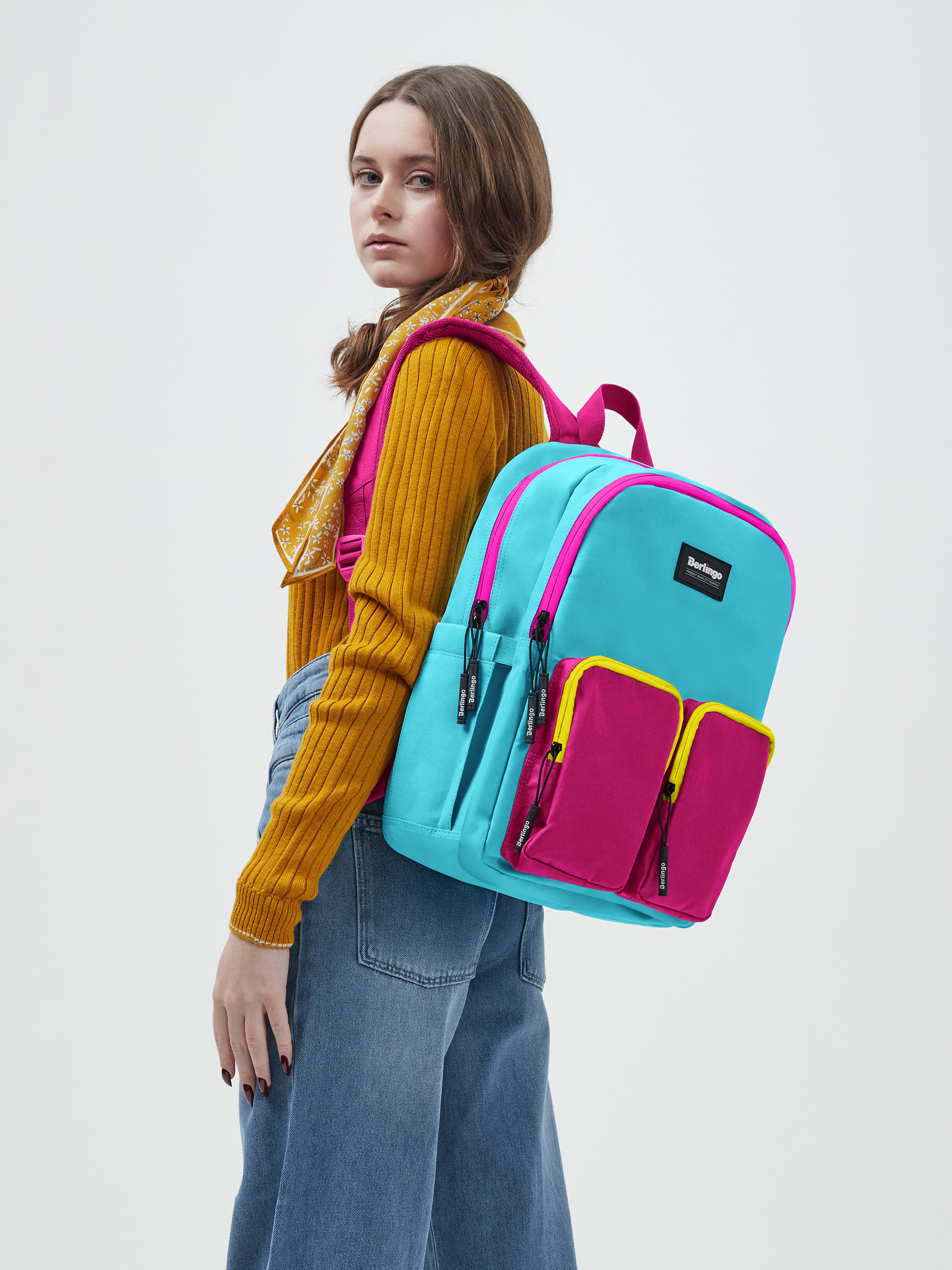 Рюкзак BERLINGO Молодёжный школьный серии Color blocks Blue fuxia - фото 11