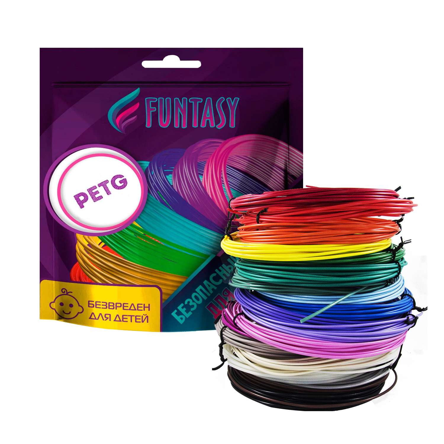 Пластик PET-G для 3D-ручки Funtasy 6 цветов по 5 метров - фото 2