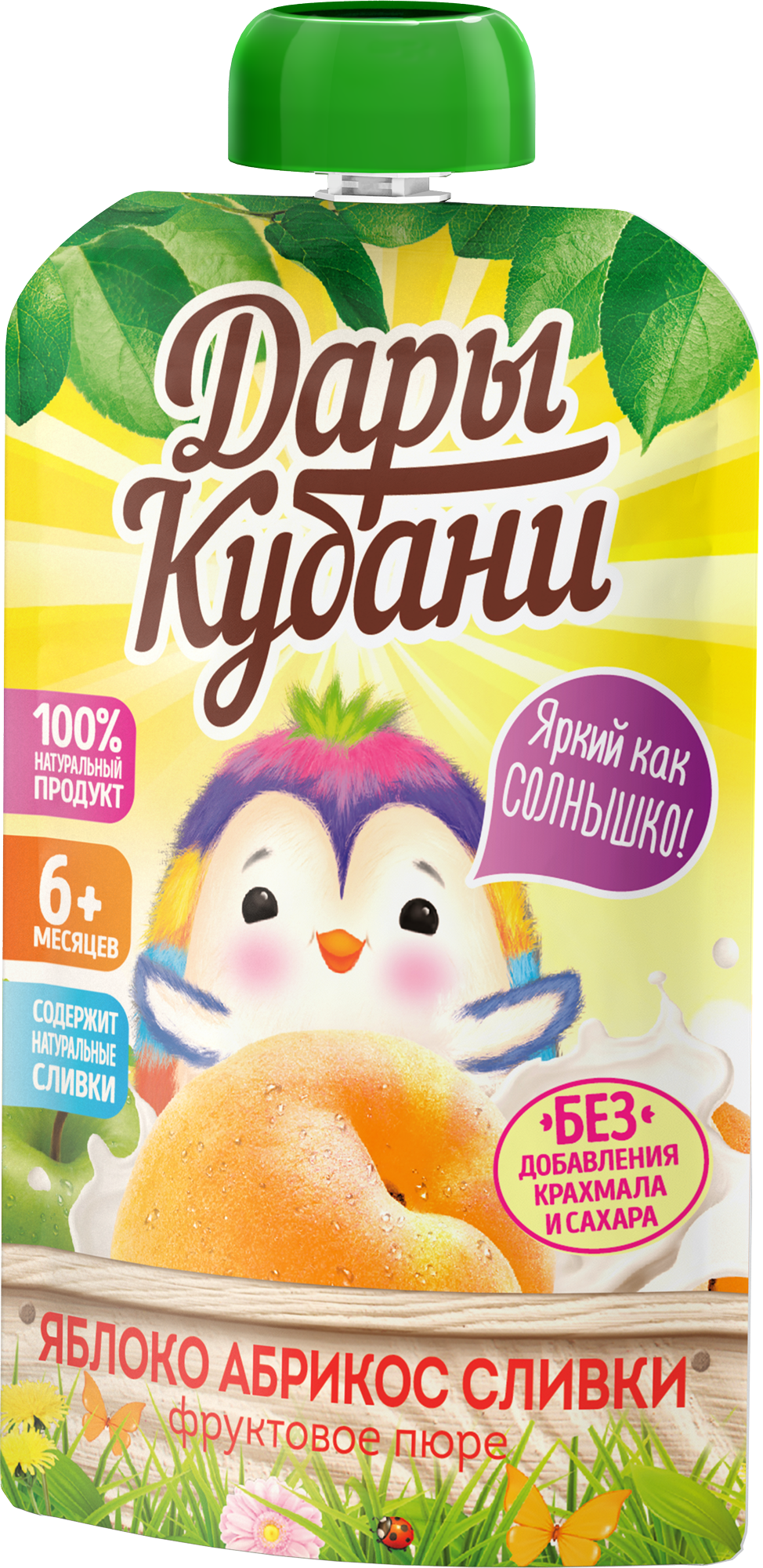 Пюре фруктовое Дары Кубани яблоко абрикос сливки 90 г по 12 шт без сахара - фото 6