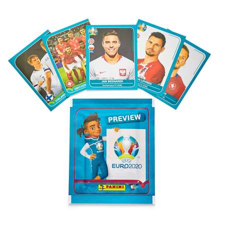 Наклейки коллекционные Panini Euro 2020 Preview 5 пакетиков