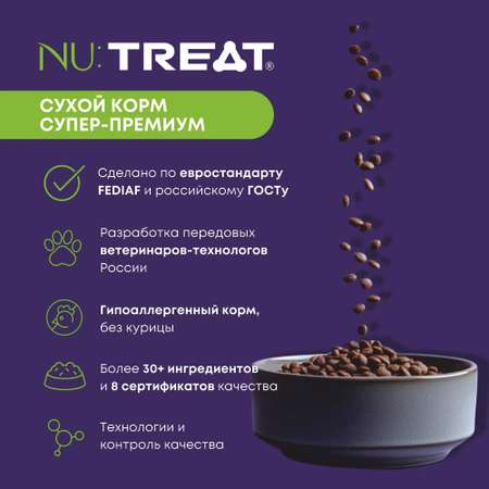 Корм для кошек Nu:Treat Purrr Choosy Paws Sterilized «‎Белая рыба»‎ 1,5 кг