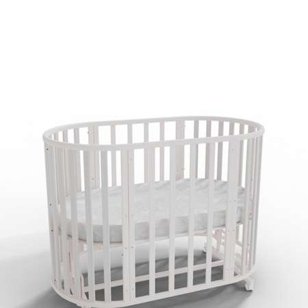 Детская кроватка WOODLINES Мими овальная, универсальный маятник (белый)