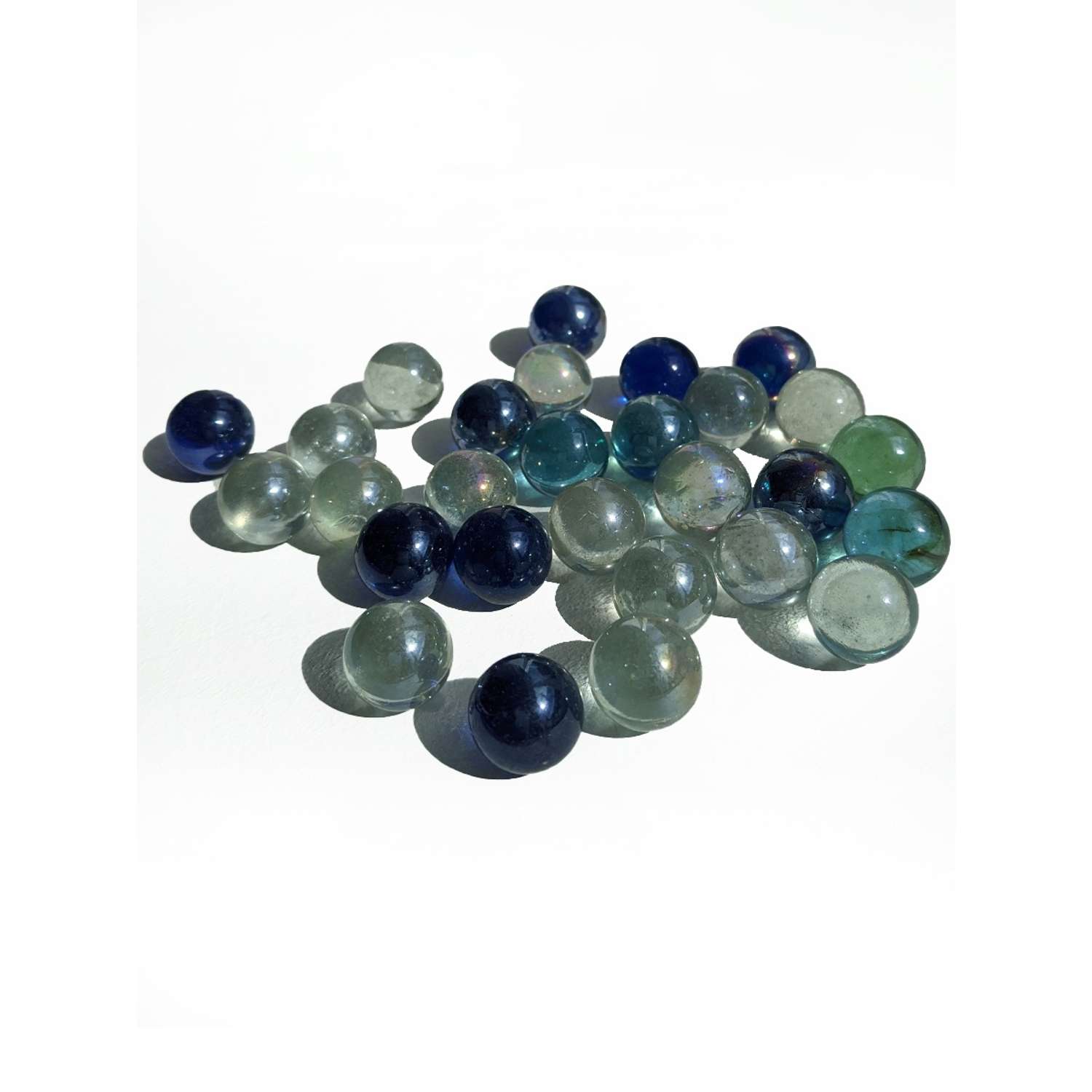 Стеклянные шарики Riota камешки марблс/грунт стеклянный прозрачный голубой синий 16 мм 30 шт - фото 1