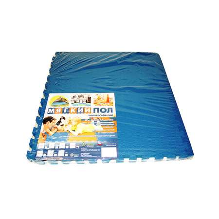 Развивающий детский коврик Eco cover игровой для ползания мягкий пол синий 60х60