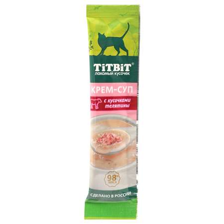 Лакомство для кошек Titbit 10г с кусочками телятины крем-суп