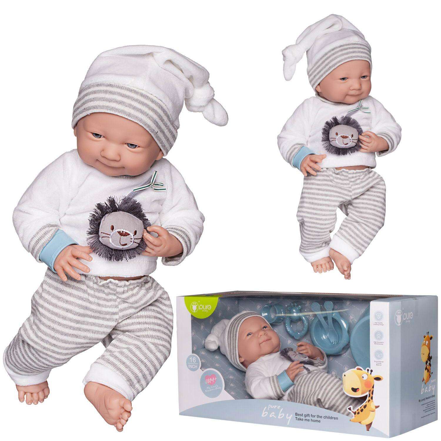 Кукла-пупс Junfa Pure Baby в белой кофточке с принтом 40см WJ-22522 - фото 2