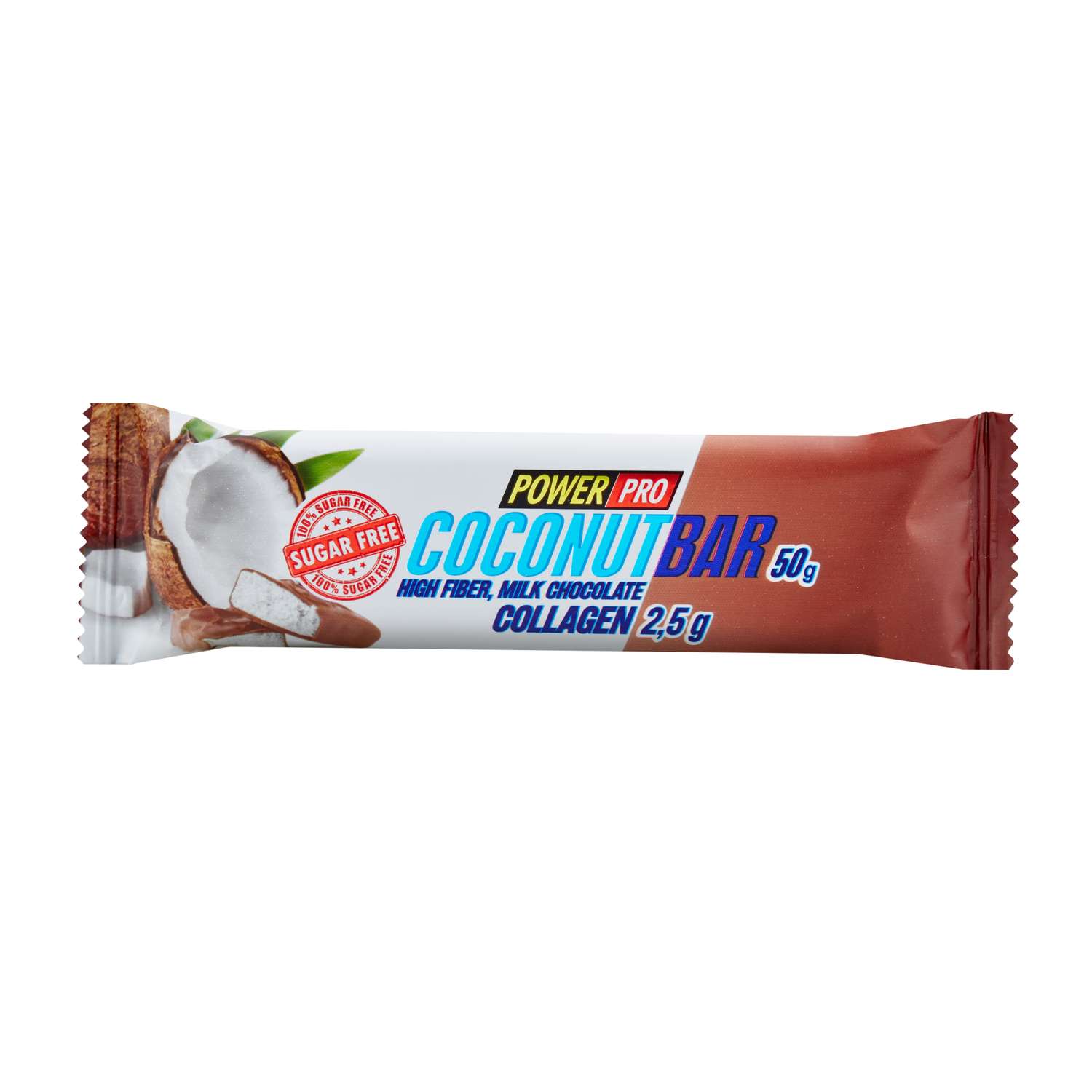 Батончик без сахара POWER PRO Coconut Bar в молочном шоколаде 50г (10 шт) - фото 2