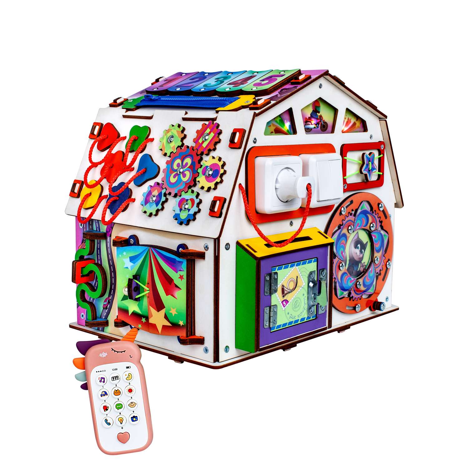 Бизиборд Jolly Kids Развивающий домик со светом Телефончик - фото 3