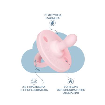 Набор сосок-пустышек Mibella силиконовых ортодонтических 0-36 месяцев пион/розовый